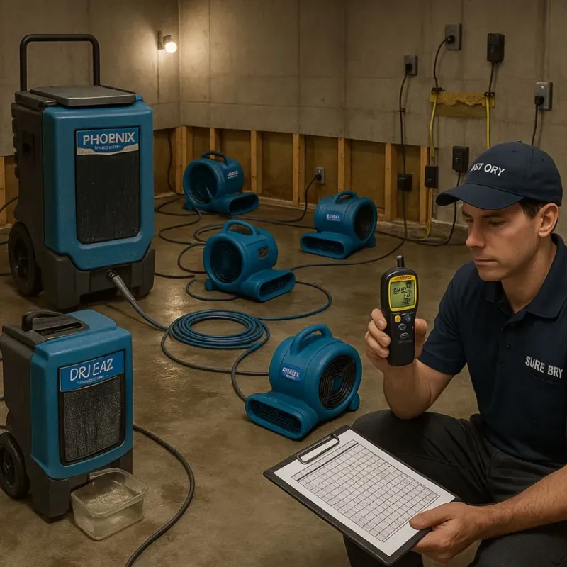 Structural Drying and Dehumidification process in Fairview, NC